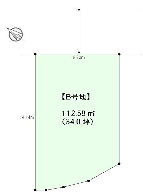 Compartment figure. Land price 24,300,000 yen, Land area 112.58 sq m B No. land site plan