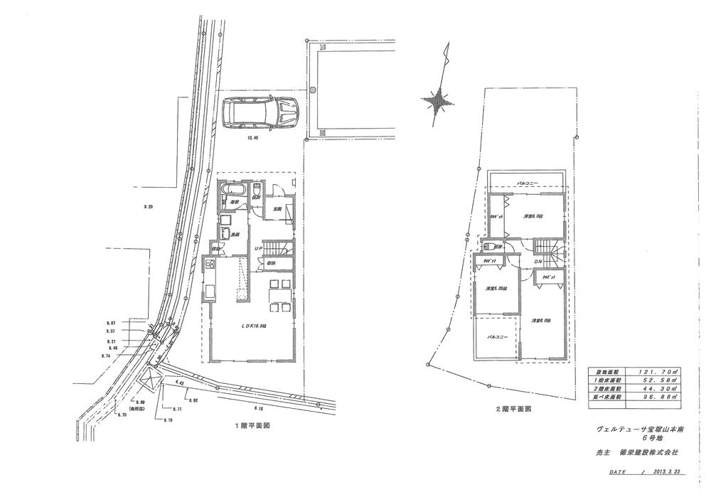 Building plan example (floor plan). Hankyu A flat road of a 9-minute walk from the 700m Hankyu Yamamoto Station to Yamamoto Station, access