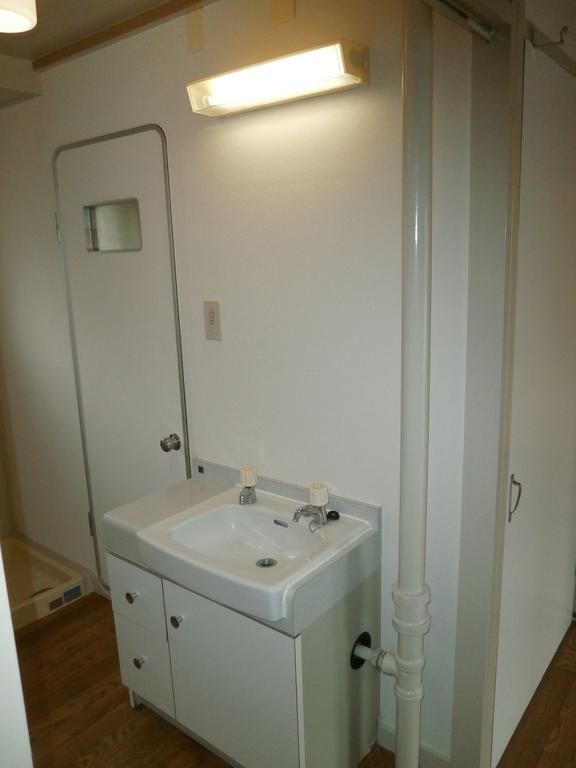 Washroom. Compact wash basin with cleanliness