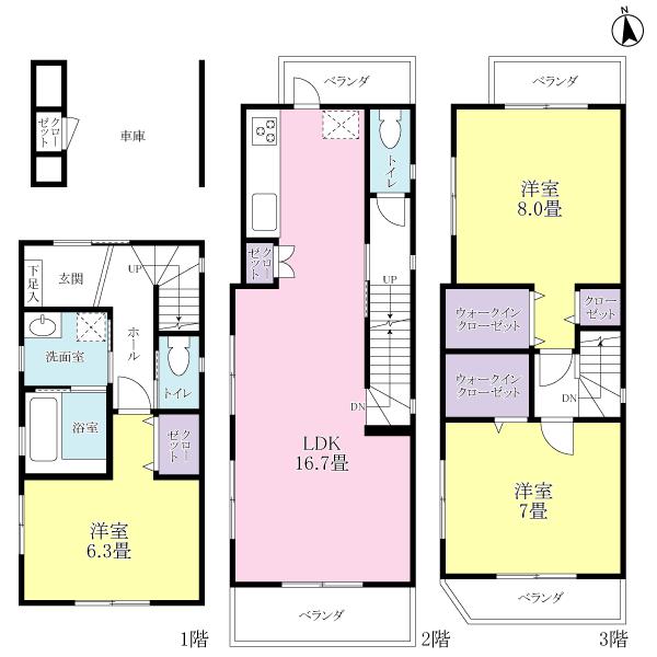 Floor plan. 35,800,000 yen, 3LDK, Land area 54.09 sq m , Building area 92.88 sq m