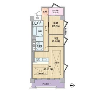 Floor plan. 2LDK, Price 11.8 million yen, Occupied area 63.47 sq m , Balcony area 8.63 sq m floor plan