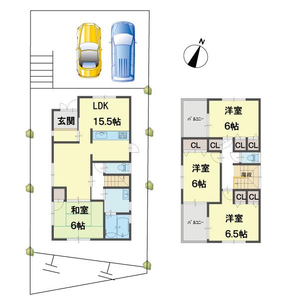 Floor plan. (No. 2 locations), Price 32,800,000 yen, 4LDK, Land area 223.44 sq m , Building area 95.58 sq m