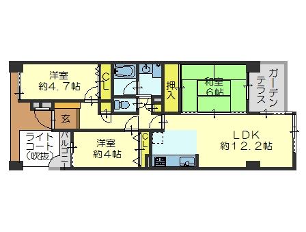 Floor plan. 3LDK, Price 18 million yen, Occupied area 66.86 sq m , Balcony area 11.58 sq m 3LDK