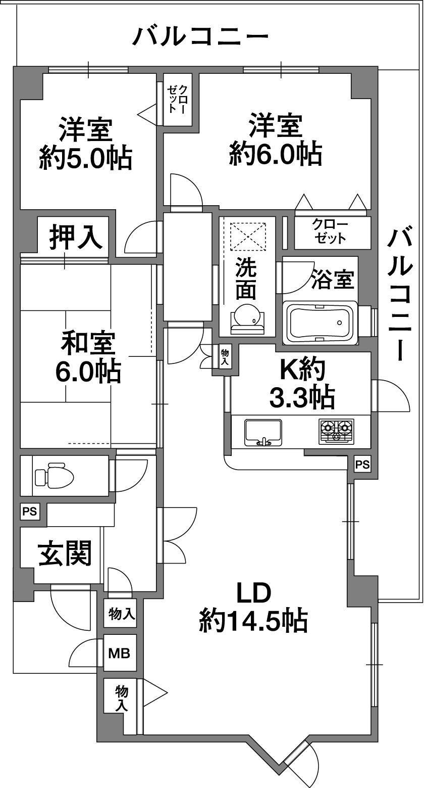 Floor plan. 3LDK, Price 25,800,000 yen, Occupied area 77.27 sq m , We have to ensure privacy of at balcony area 18.84 sq m square room.