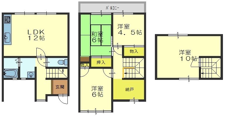 Floor plan. 14.8 million yen, 4LDK + S (storeroom), Land area 65.17 sq m , Building area 94.87 sq m