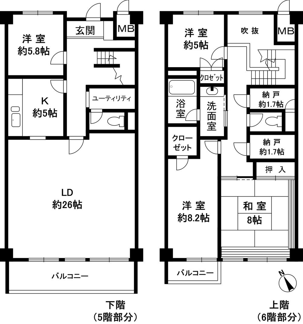 Floor plan. 4LDK, Price 15.8 million yen, Footprint 148.52 sq m , Balcony area 12.81 sq m