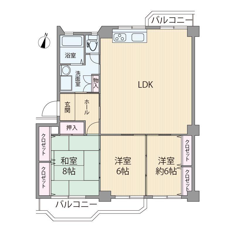 Floor plan. 3LDK, Price 7.9 million yen, Occupied area 83.52 sq m , Balcony area 9.73 sq m floor plan