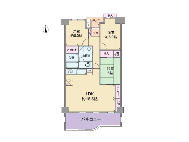 Floor plan. 3LDK, Price 17.8 million yen, Occupied area 81.19 sq m , Balcony area 13.26 sq m