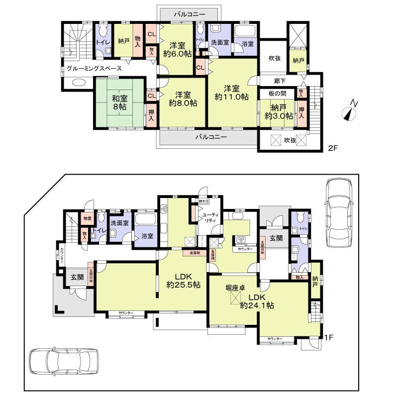 Floor plan. 42,800,000 yen, 4LLDDKK + 2S (storeroom), Land area 328.96 sq m , Building area 258.5 sq m
