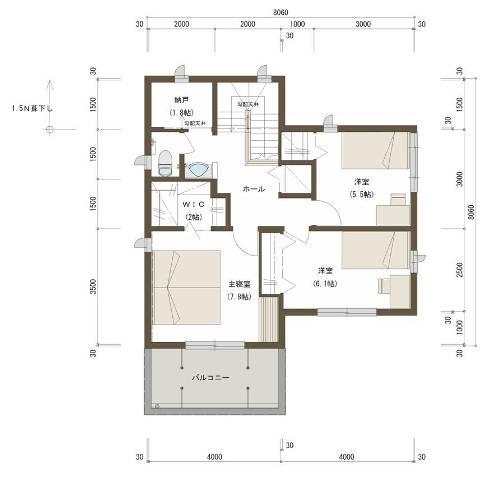 Other introspection. 2F floor area 54.96 sq m . Closet of large capacity in the main bedroom, Installing a closet that can accommodate the season which does not usually use. 