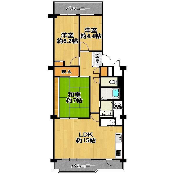 Floor plan. 3LDK, Price 11.8 million yen, Occupied area 77.91 sq m , Balcony area 14.97 sq m interior renovation completed