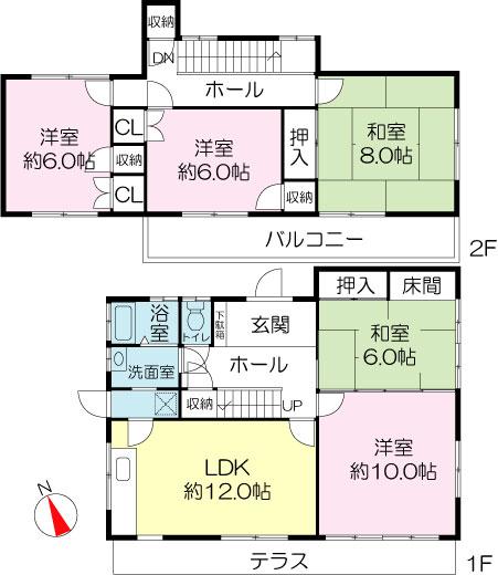 Floor plan. 22,800,000 yen, 5LDK, Land area 352.21 sq m , Building area 98.54 sq m