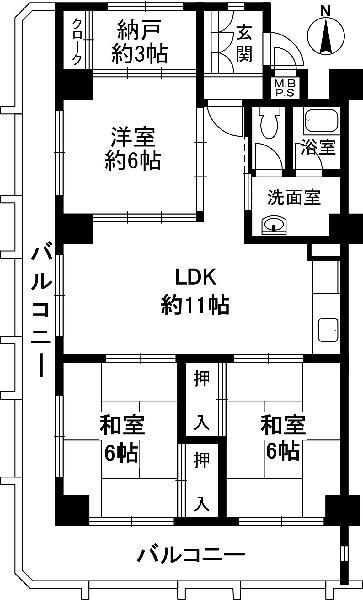 Floor plan. 3LDK, Price 9.8 million yen, Occupied area 69.75 sq m , Balcony area 22.36 sq m