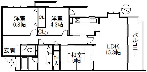 Floor plan. 3LDK, Price 25,800,000 yen, Footprint 88.5 sq m , Balcony area 12.5 sq m