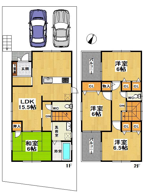 Floor plan. (No. 2 locations), Price 34,800,000 yen, 4LDK, Land area 223.44 sq m , Building area 95.58 sq m