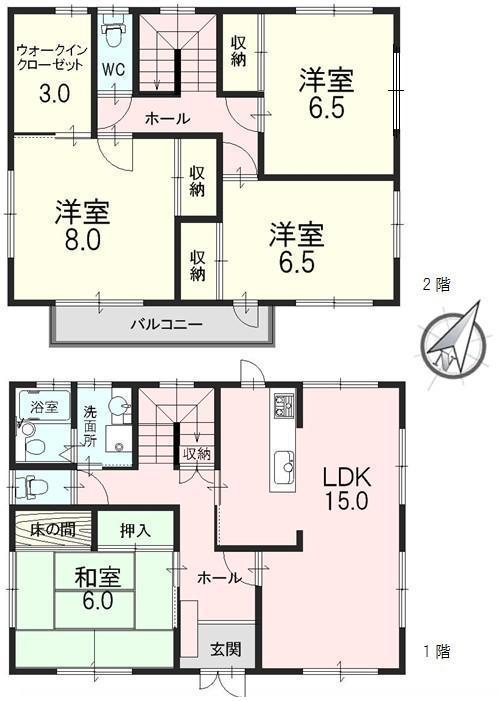 Floor plan. 30,800,000 yen, 4LDK, Land area 187.2 sq m , Is one mansion of building area 152.98 sq m meter module design.
