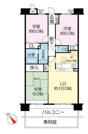 Floor plan. 3LDK, Price 17.8 million yen, Occupied area 67.72 sq m , Balcony area 9.45 sq m