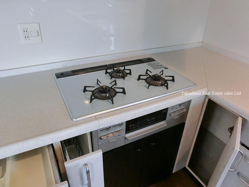 Kitchen. Glass top is a stove.