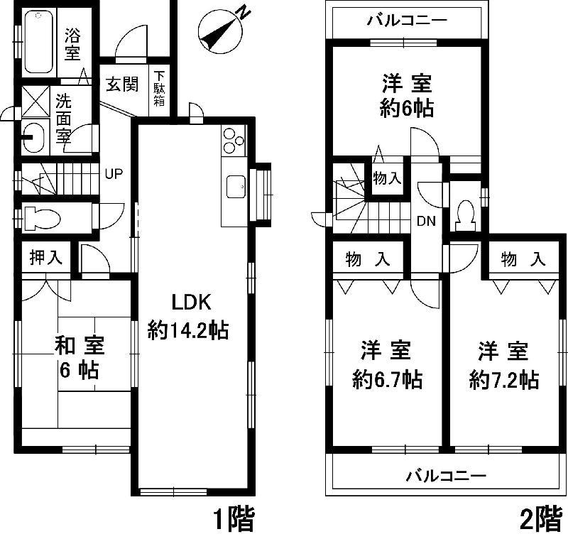 Floor plan. 20.8 million yen, 4LDK, Land area 126.15 sq m , Building area 96.05 sq m
