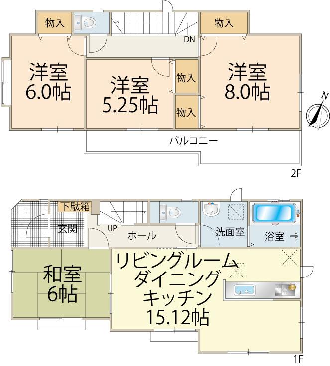 Floor plan. (F), Price 27,800,000 yen, 4LDK, Land area 100.04 sq m , Building area 96.67 sq m