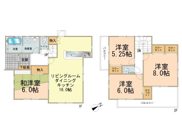 Floor plan. (4 Building), Price 48,800,000 yen, 4LDK, Land area 121.32 sq m , Building area 97.71 sq m