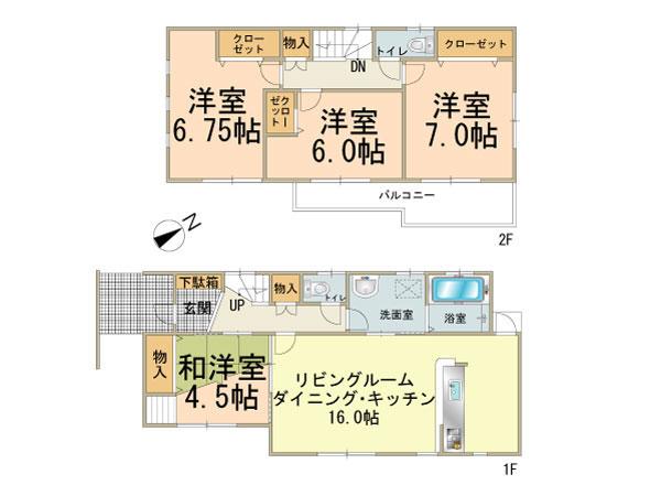Floor plan. (1 Building), Price 49,800,000 yen, 4LDK, Land area 120.14 sq m , Building area 98.53 sq m