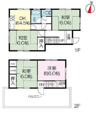 Floor plan. 17.8 million yen, 4DK, Land area 93.41 sq m , Building area 68.85 sq m