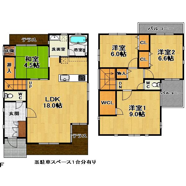 Floor plan. (B No. land), Price 40,800,000 yen, 4LDK, Land area 107.06 sq m , Building area 101.25 sq m