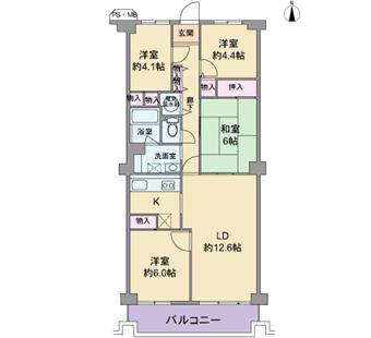 Floor plan. 4LDK, Price 9.3 million yen, Footprint 81.9 sq m , Balcony area 8.55 sq m floor plan