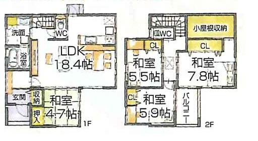 Other building plan example. Building plan example (No. 4 place) building price 18.6 million yen, Building area 108.99 sq m