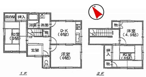 Floor plan. 4.1 million yen, 4DK, Land area 121.59 sq m , Building area 74.53 sq m