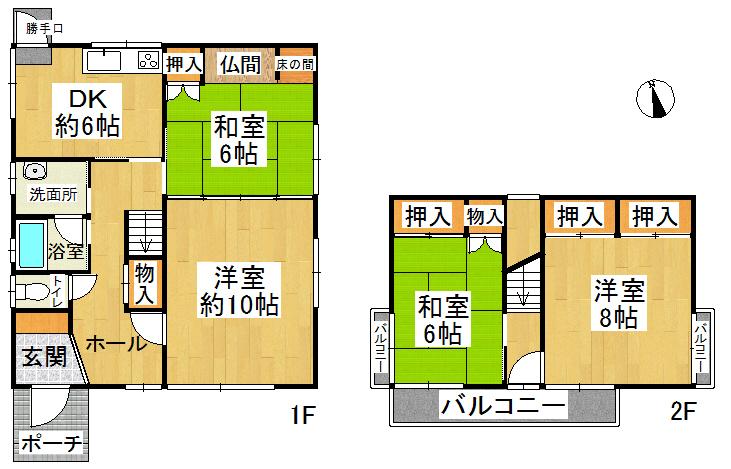 Floor plan. 9.5 million yen, 4DK, Land area 194.98 sq m , Building area 113.8 sq m