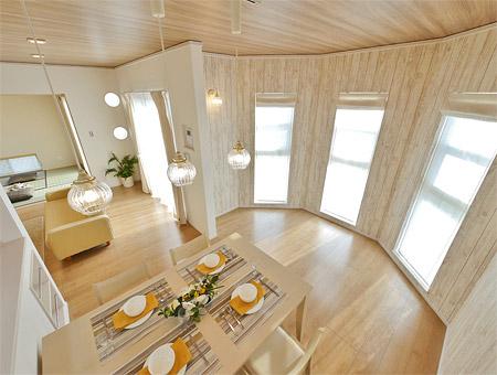 Living.  [No. 6 areas ・ Model house]  Please spend a pleasant dip in the impressive dining space to incorporate a lot of light. 