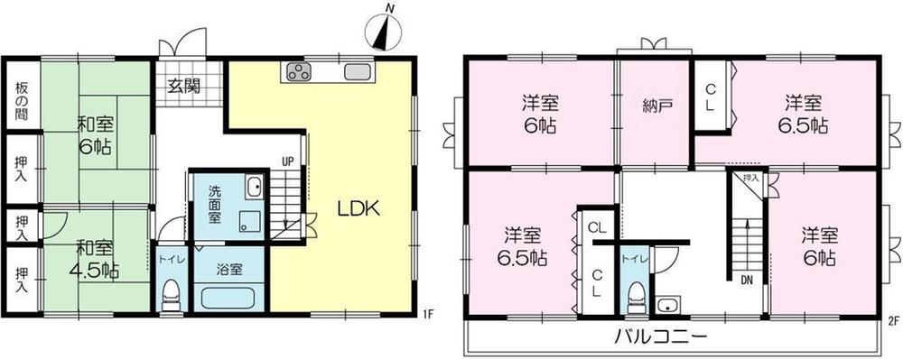 Floor plan. 19,800,000 yen, 6LDK + S (storeroom), Land area 130.06 sq m , Building area 127.52 sq m