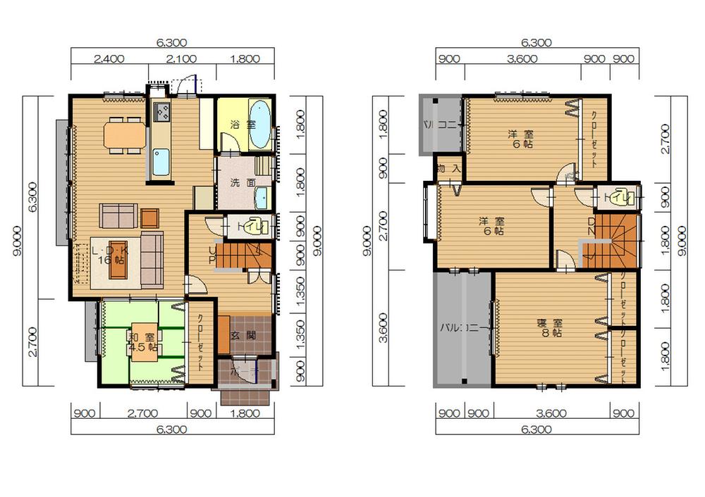 Building plan example (floor plan). Building plan example (B No. land) Building Price 1.64 million yen, Building area 98.82 sq m