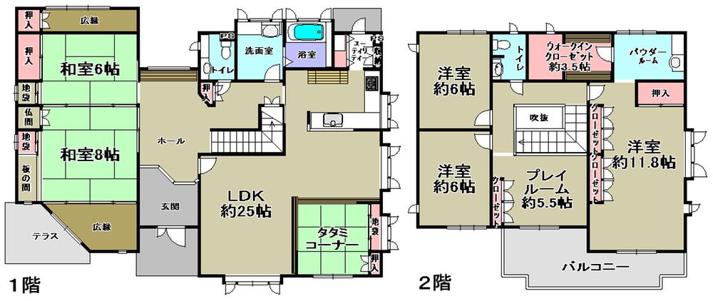 Floor plan. 39 million yen, 5LDK + S (storeroom), Land area 440.24 sq m , Building area 228.37 sq m