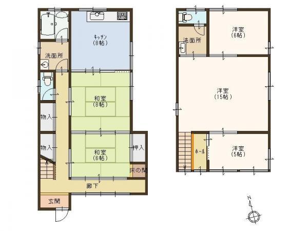 Floor plan. 11 million yen, 5DK, Land area 161.49 sq m , Building area 132.37 sq m