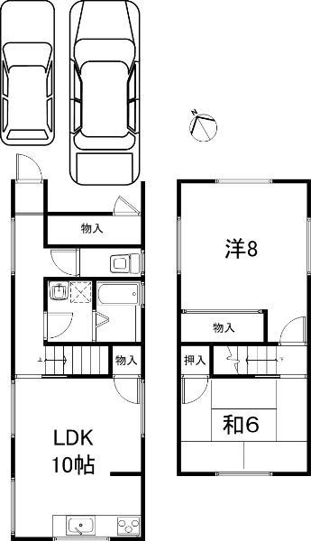 Floor plan. 7,980,000 yen, 2LDK, Land area 102.48 sq m , Building area 74.88 sq m