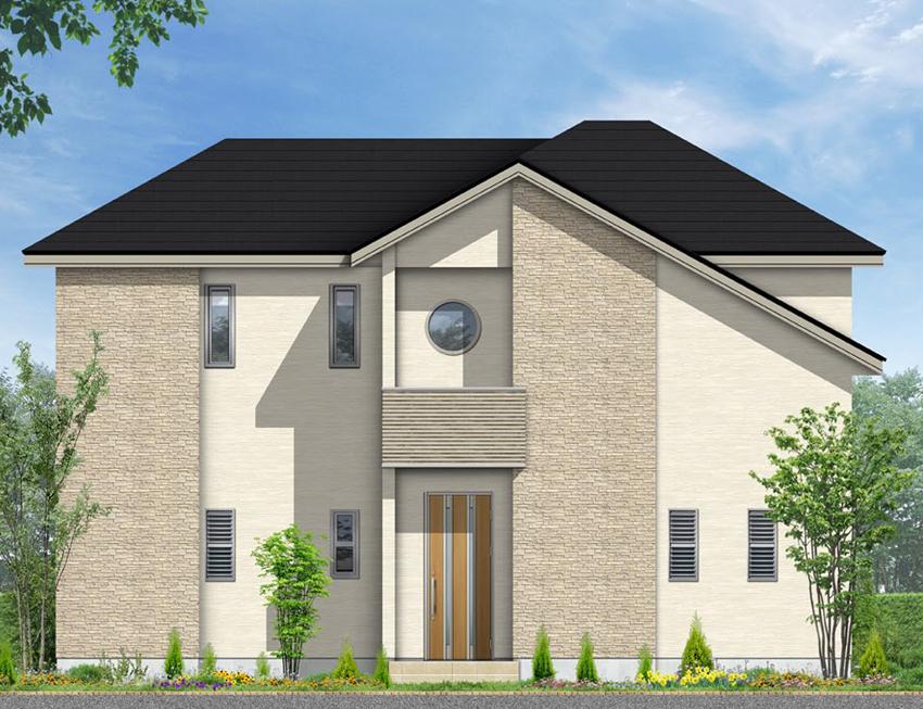 Rendering (appearance). A house with a colonnade entrance to the open feeling greet (Building 2) Rendering