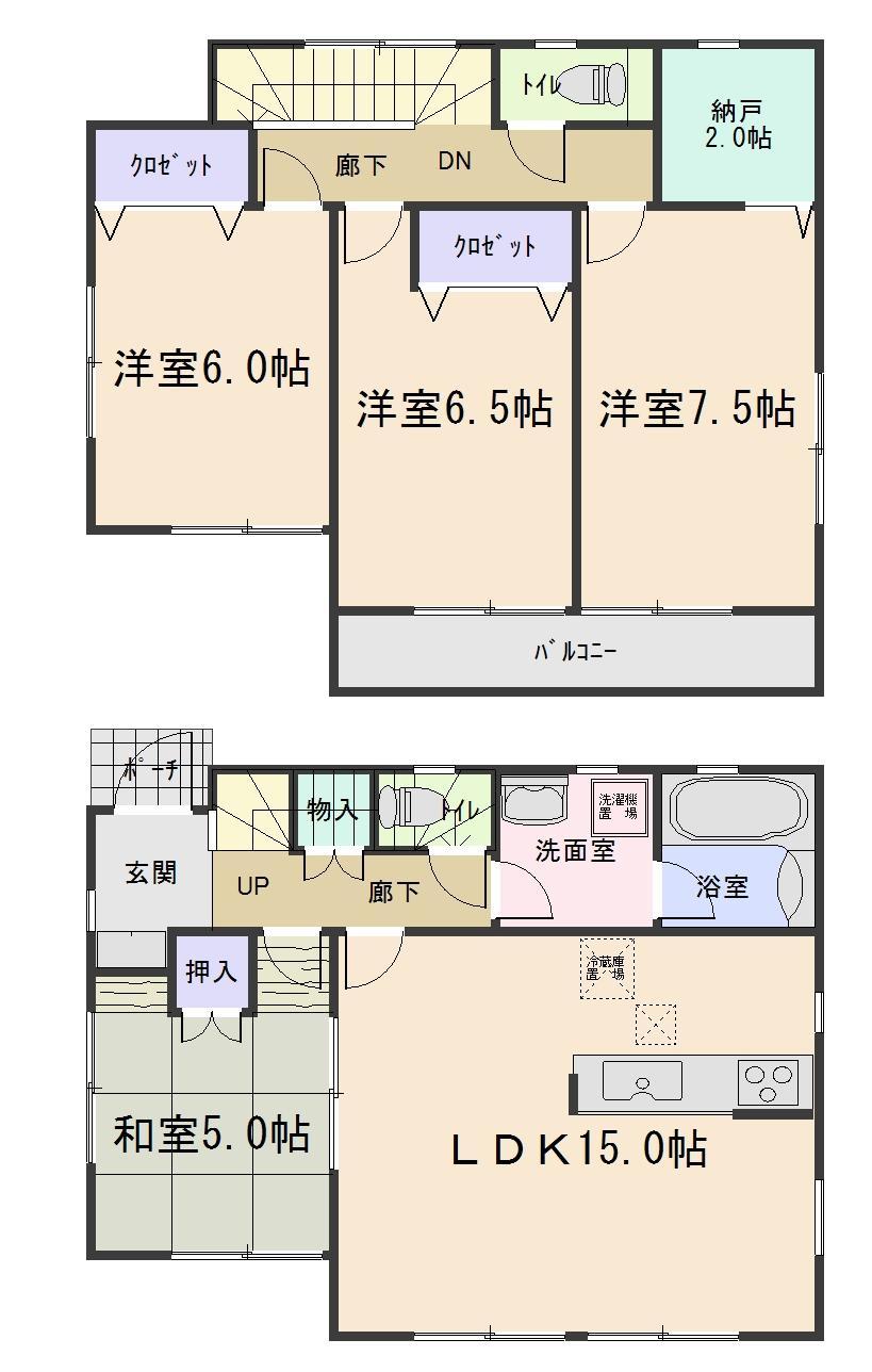 Floor plan. (Building 2), Price 15.8 million yen, 4LDK+S, Land area 225.01 sq m , Building area 94.56 sq m