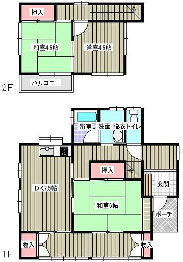 Floor plan. 7.2 million yen, 3DK, Land area 228.46 sq m , Building area 61.26 sq m