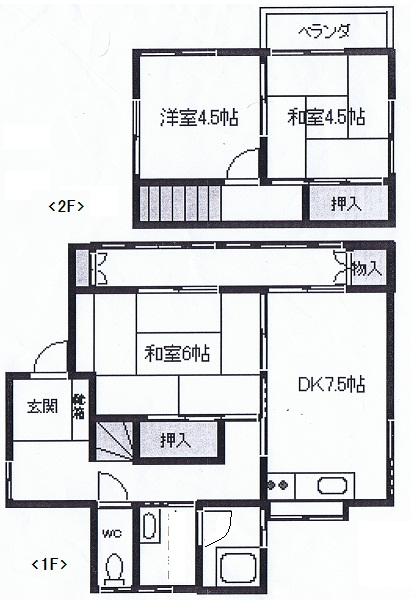 Floor plan. 7.8 million yen, 3DK, Land area 228.46 sq m , Building area 61.26 sq m
