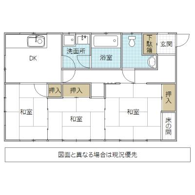 Floor plan. 5 million yen, 3DK, Land area 407.6 sq m , Building area 67.07 sq m