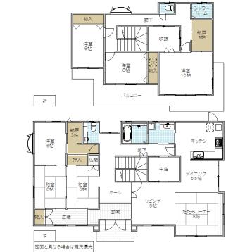 Floor plan. 32,500,000 yen, 7LDK + 2S (storeroom), Land area 563.51 sq m , Building area 209.91 sq m Fukinuki ・ It is with a courtyard.  It is equipped with a shower room on 2F. 