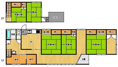 Floor plan. 6.9 million yen, 5DK + S (storeroom), Land area 158.67 sq m , Building area 135.8 sq m