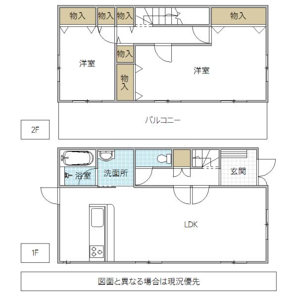 Floor plan. 15.8 million yen, 2LDK, Land area 207.42 sq m , Building area 99.36 sq m