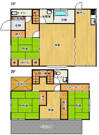 Floor plan. 12.8 million yen, 4LDK, Land area 222.7 sq m , Building area 119.24 sq m