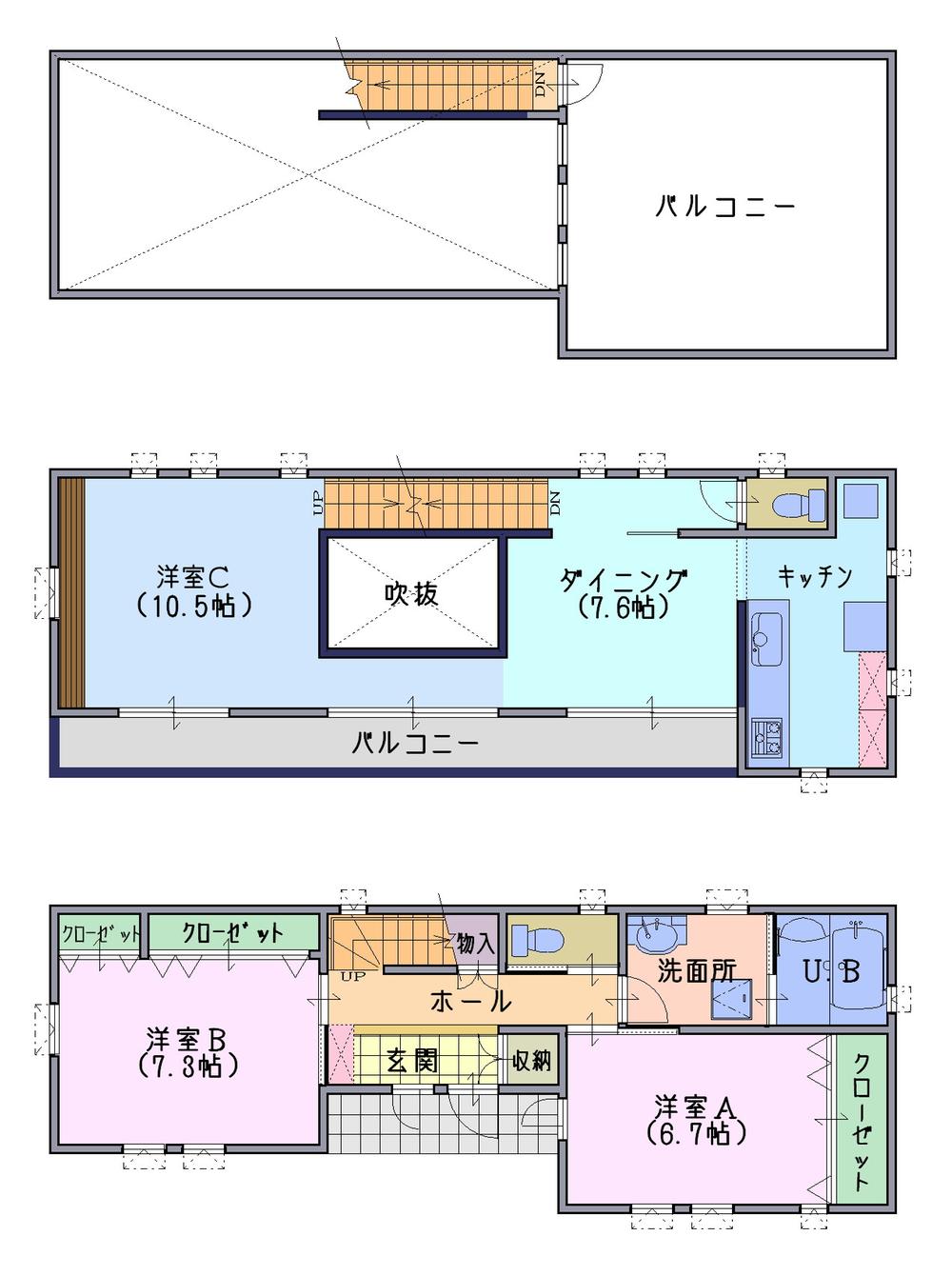 Floor plan. 18.5 million yen, 3LDK, Land area 123.99 sq m , It has established a dining kitchen in the building area 94.39 sq m 2 floor. 