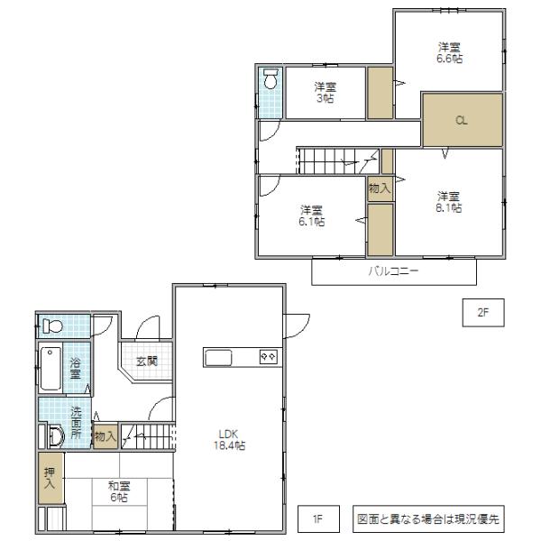 Floor plan. 23,380,000 yen, 5LDK, Land area 194.98 sq m , Building area 122.1 sq m