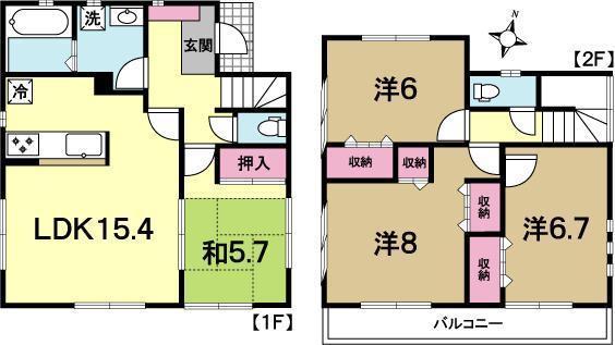 Floor plan. 17.8 million yen, 4LDK, Land area 182.78 sq m , Building area 96.39 sq m
